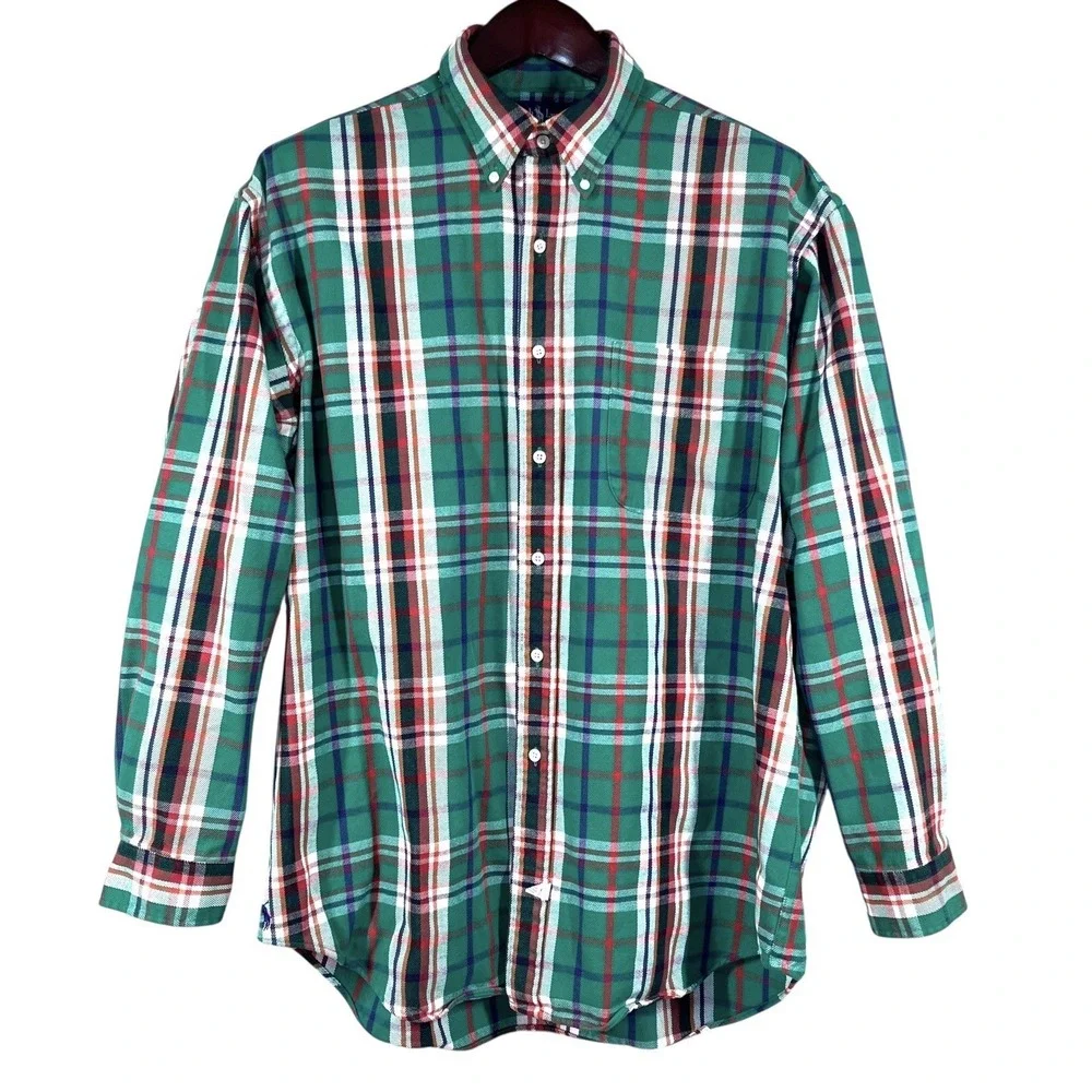 Vintage Ralph Lauren The Big Shirt Flannel Button Down Mens L Plaid Oversived